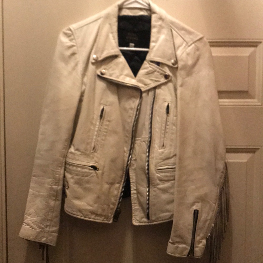 White Woman’s HOG Skin Leather Fringe Jacket